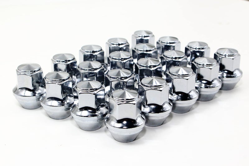 Veritek Performance Set of 20 Veritek 14x1.5mm 13/16 21mm Hex 1.5 Inch 38.5mm Length Chrome OEM Factory Style Large Acorn Seat Lug Nuts for Ford Mustang Edge Fusion Lincoln Factory Wheels Replaces ACPZ1012D - Image 1